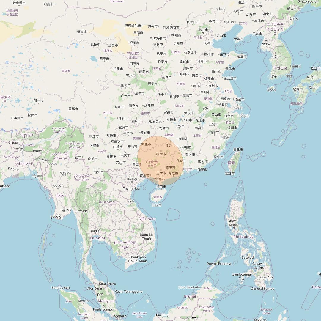 Chinasat 26 at 125&deg; E downlink Ka-band B010 User Spot beam coverage map