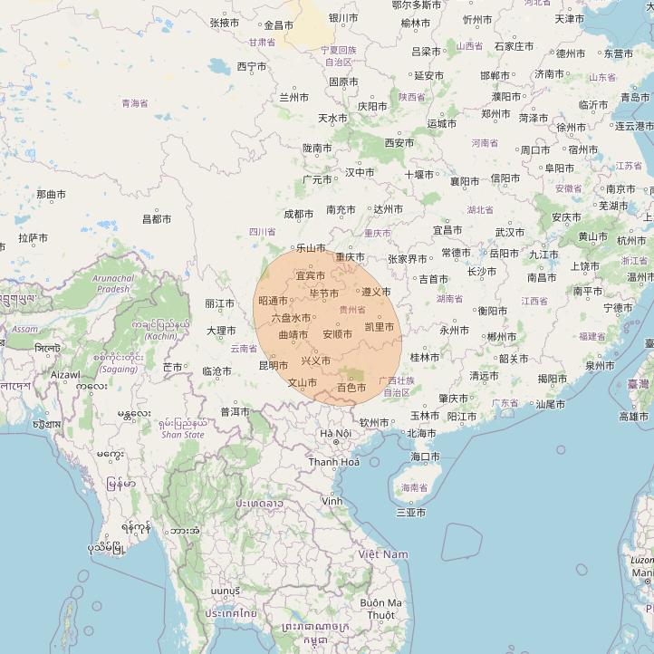 Chinasat 26 at 125&deg; E downlink Ka-band B011 User Spot beam coverage map