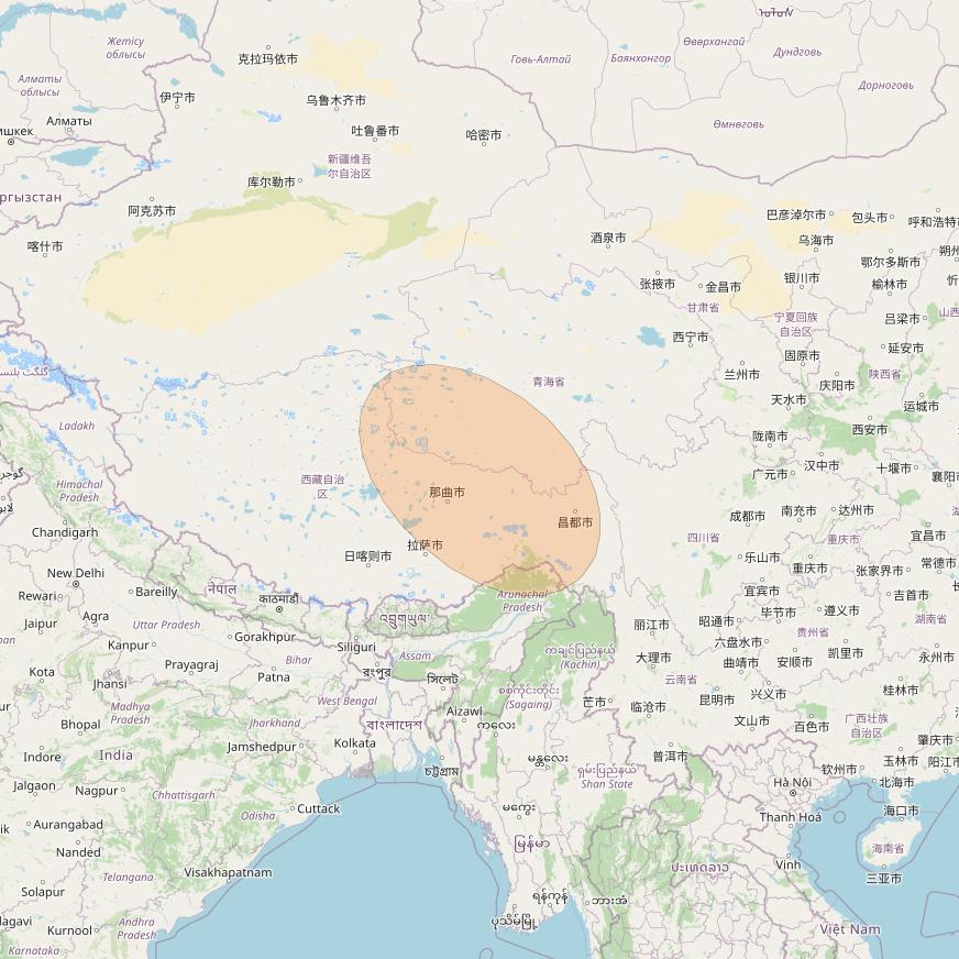 Chinasat 26 at 125&deg; E downlink Ka-band B013 User Spot beam coverage map