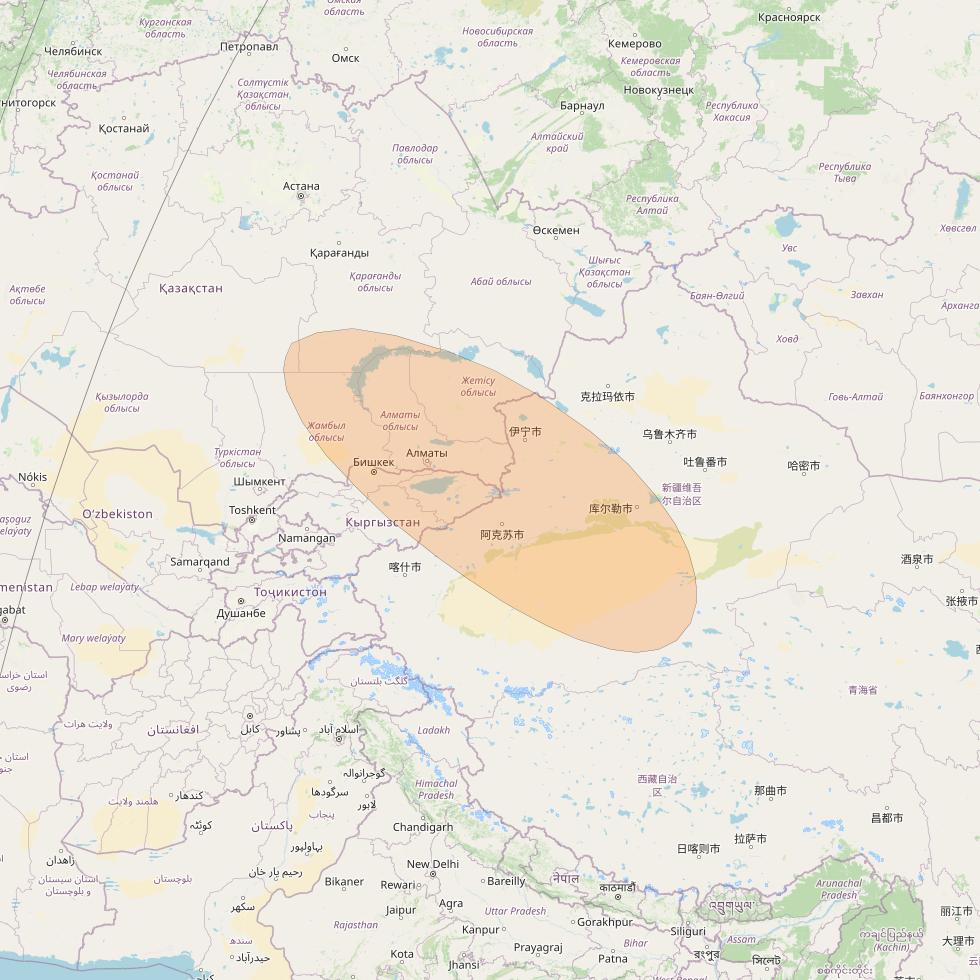 Chinasat 26 at 125&deg; E downlink Ka-band B023 User Spot beam coverage map
