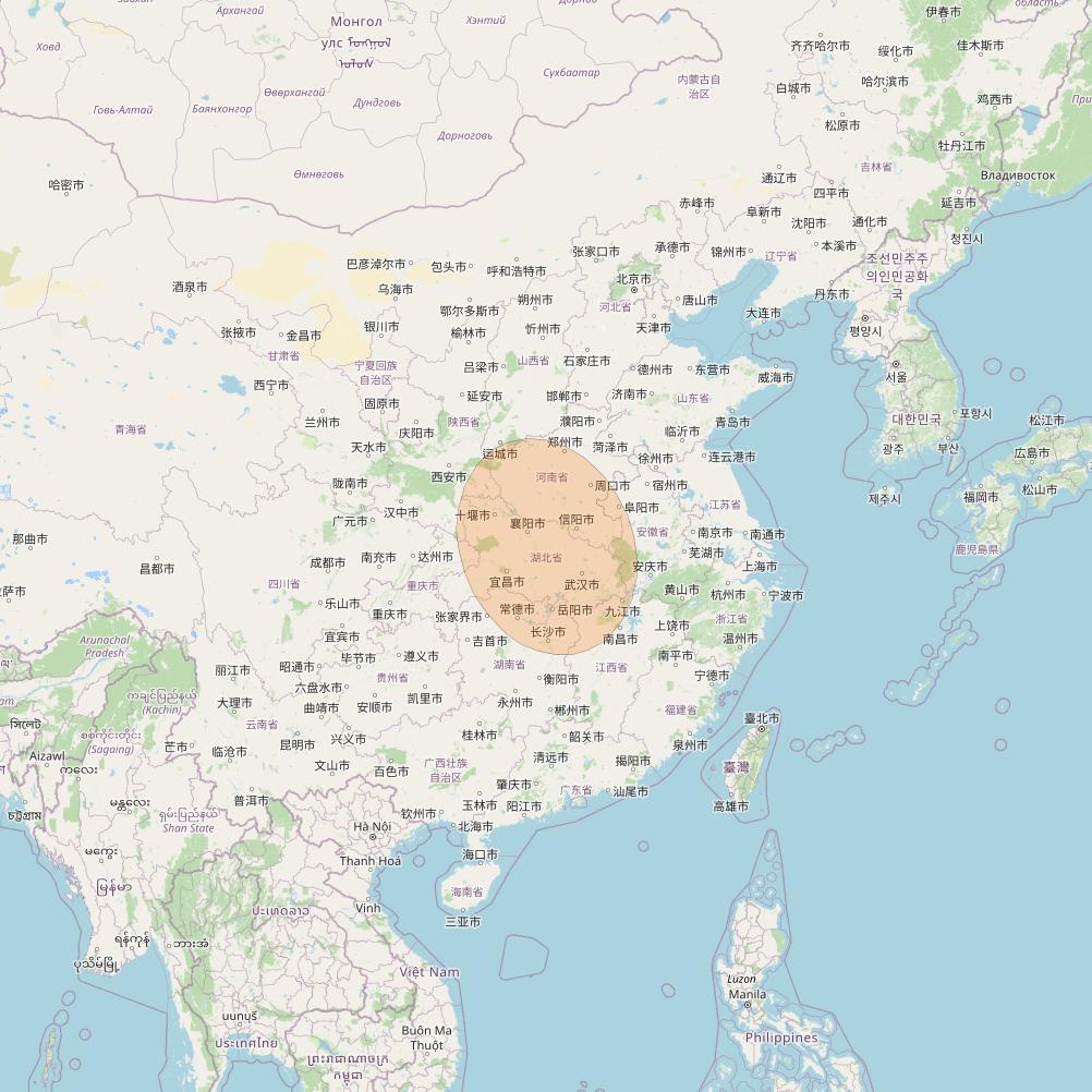 Chinasat 26 at 125&deg; E downlink Ka-band B026 User Spot beam coverage map