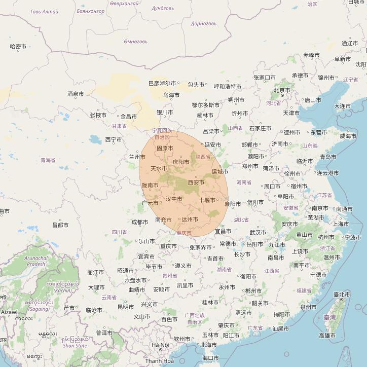 Chinasat 26 at 125&deg; E downlink Ka-band B027 User Spot beam coverage map