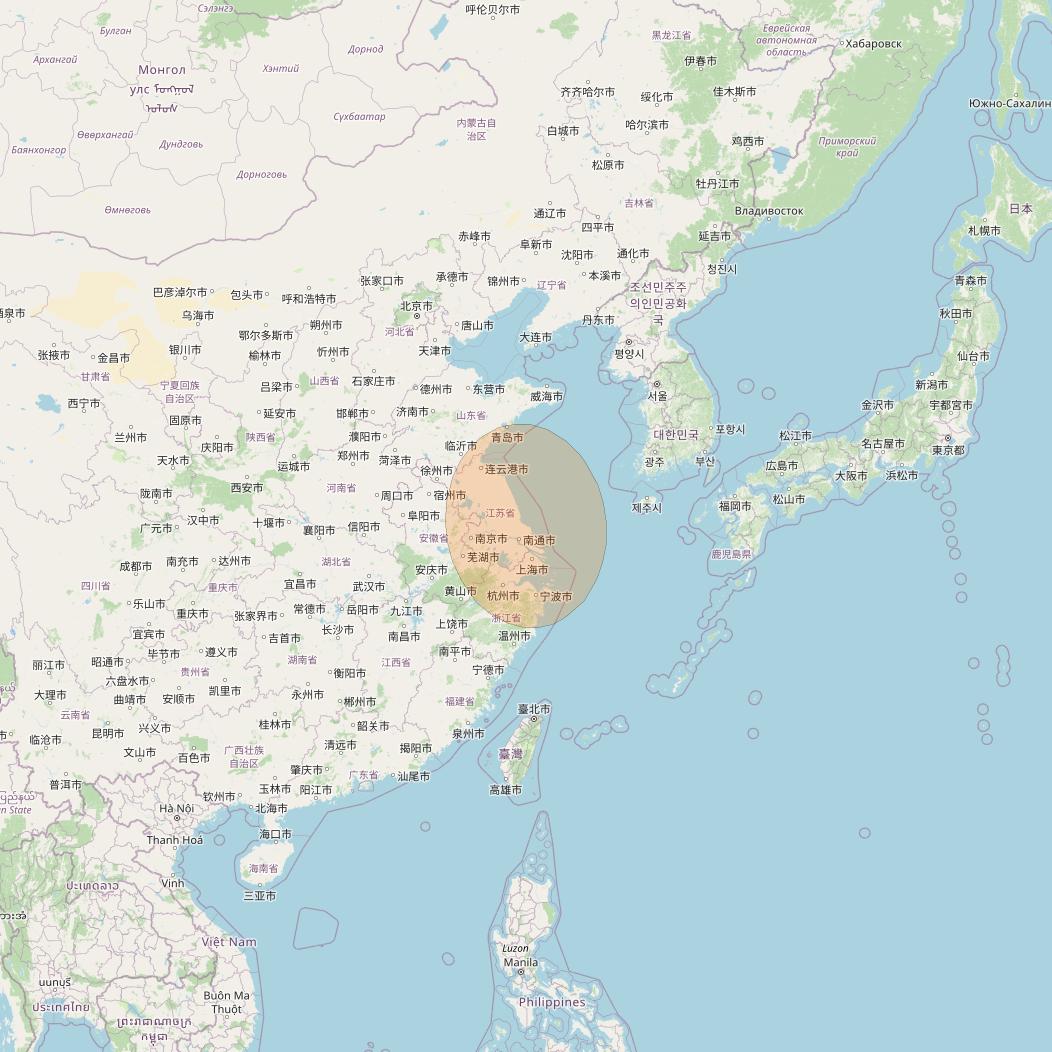Chinasat 26 at 125&deg; E downlink Ka-band B032 User Spot beam coverage map