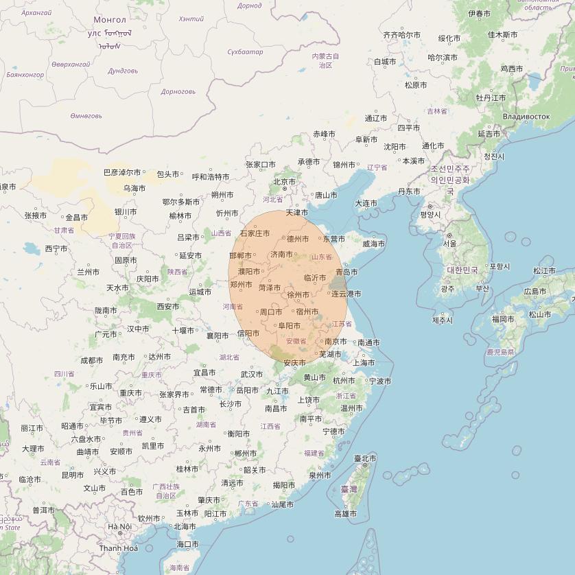 Chinasat 26 at 125&deg; E downlink Ka-band B033 User Spot beam coverage map