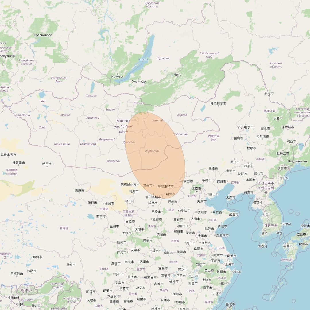 Chinasat 26 at 125&deg; E downlink Ka-band B042 User Spot beam coverage map