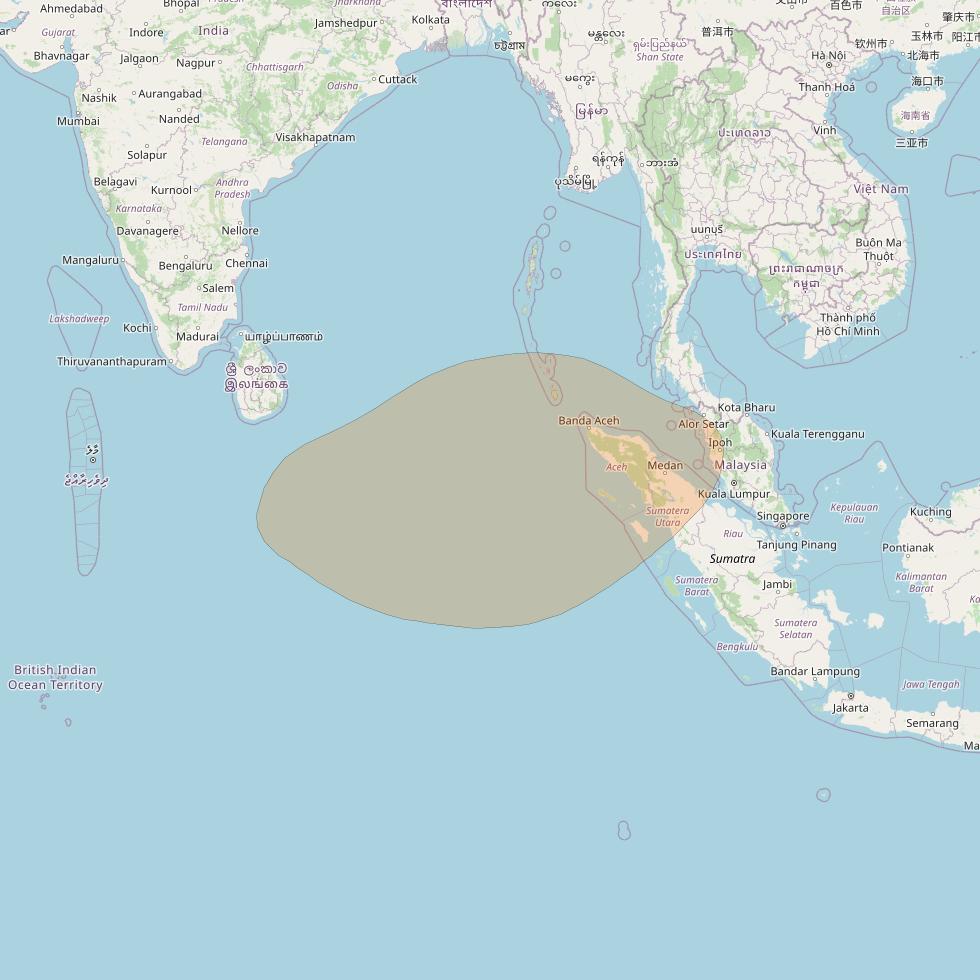 Chinasat 26 at 125&deg; E downlink Ka-band B076 User Spot beam coverage map
