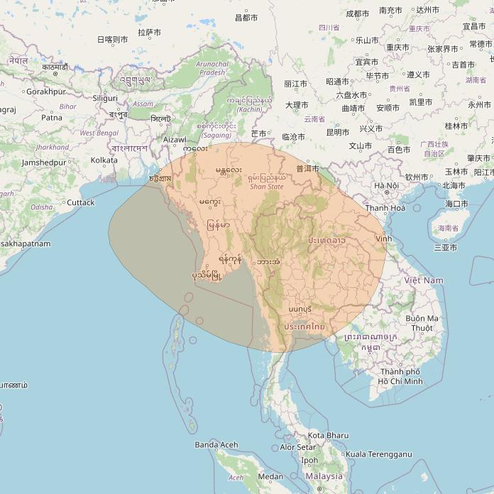 Chinasat 26 at 125&deg; E downlink Ka-band B090 User Spot beam coverage map