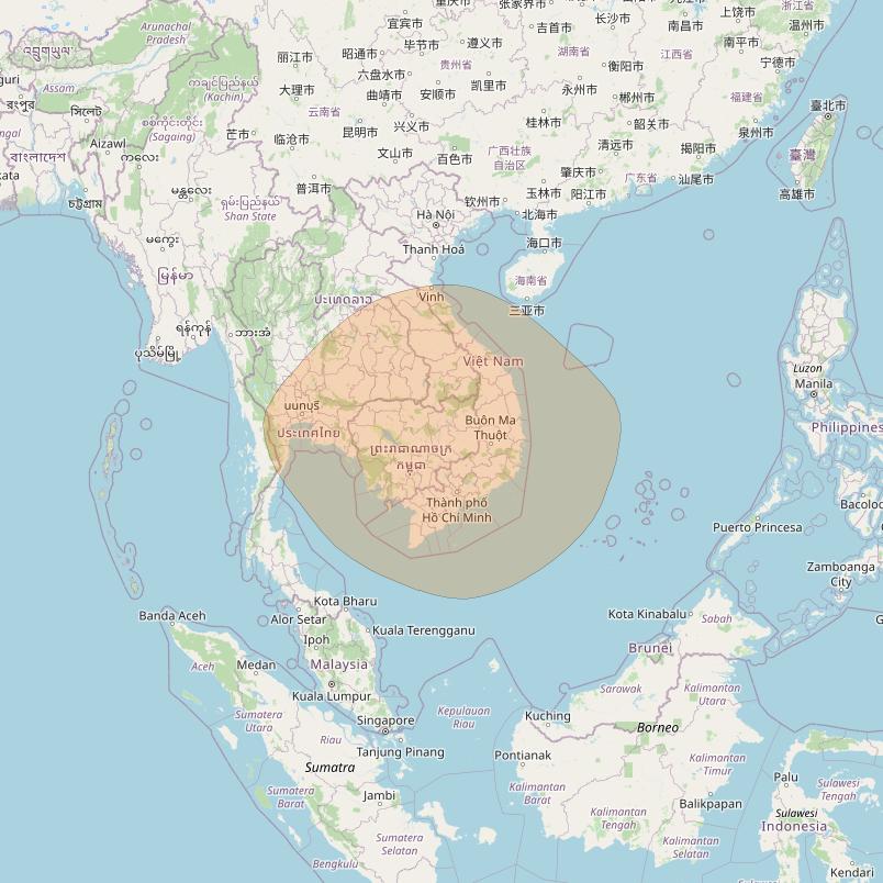 Chinasat 26 at 125&deg; E downlink Ka-band B189 User Spot beam coverage map