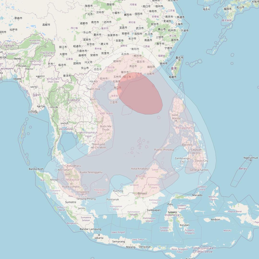 Chinasat 6D at 125° E downlink Ku-band Steerable beam coverage map