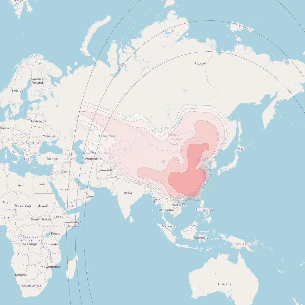 Chinasat 6D at 125° E downlink Ku-band China beam coverage map
