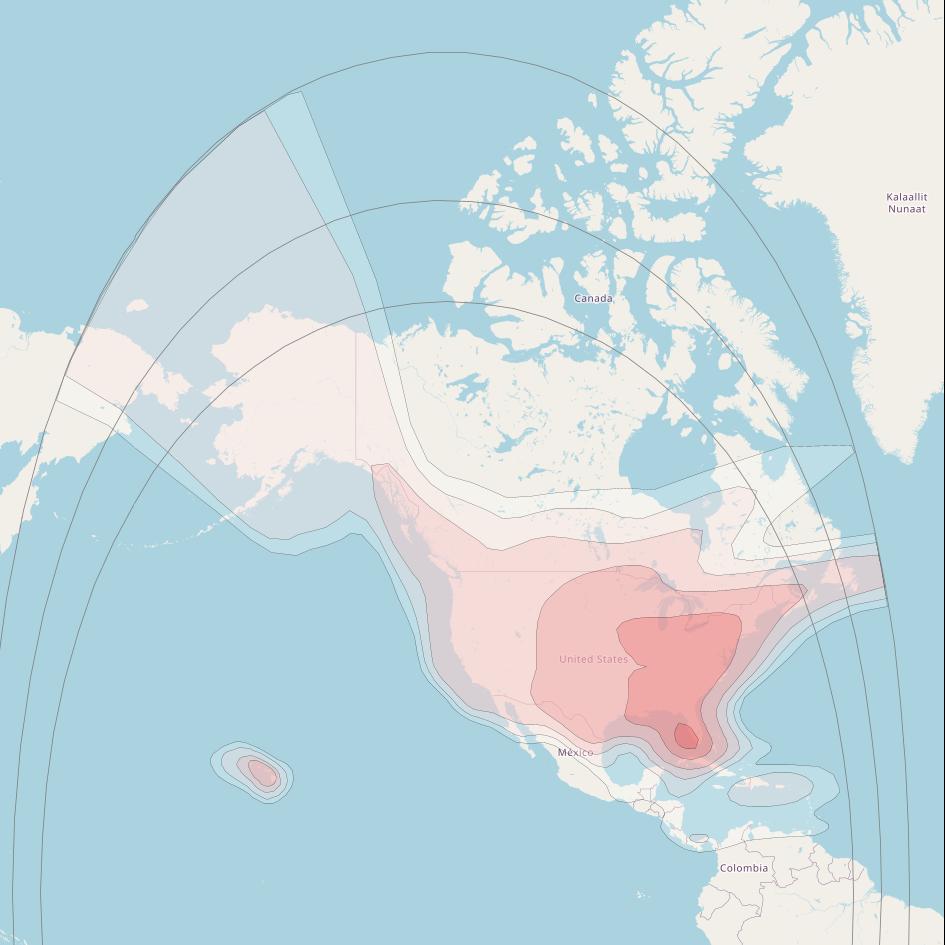 AMC 21 at 125° W downlink Ku-band 50 States Beam coverage map