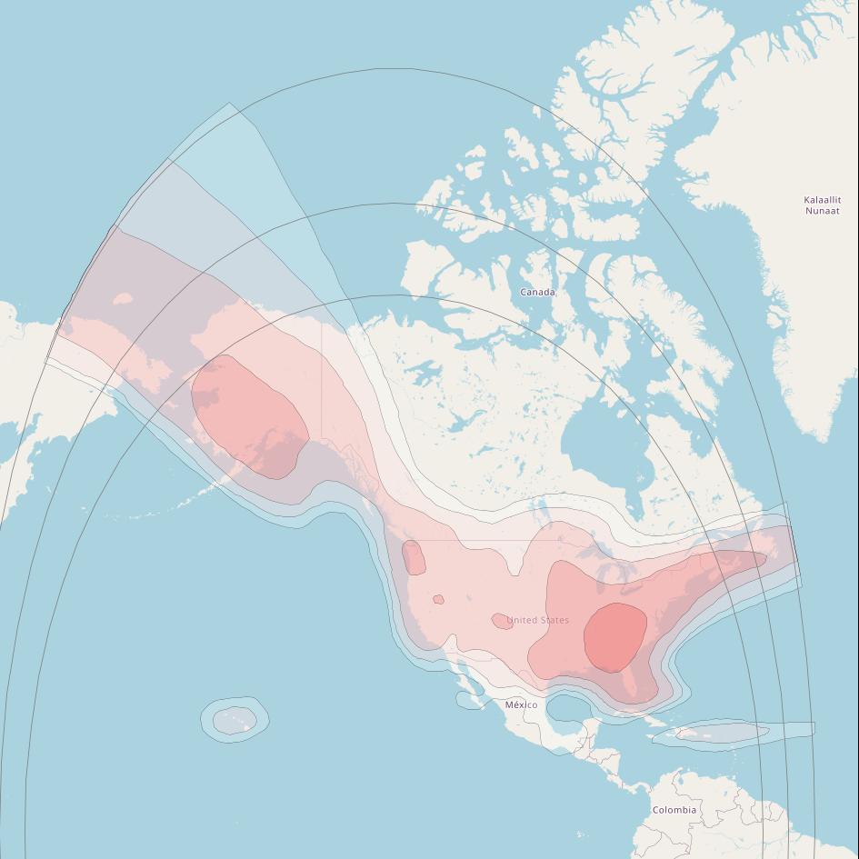 Horizons 1 at 127° W downlink Ku-band America Beam coverage map