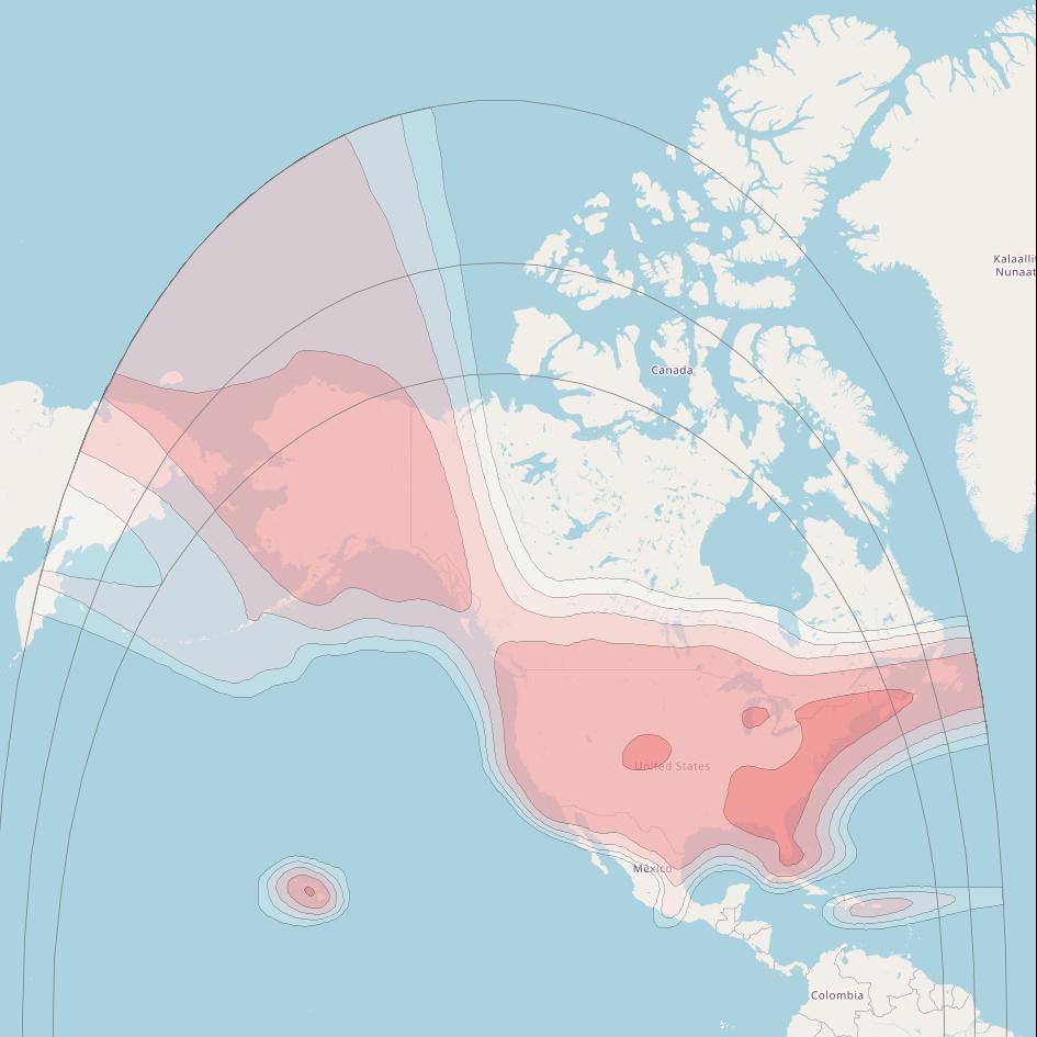 Galaxy 37 at 127&deg; W downlink Ku-band North America beam coverage map