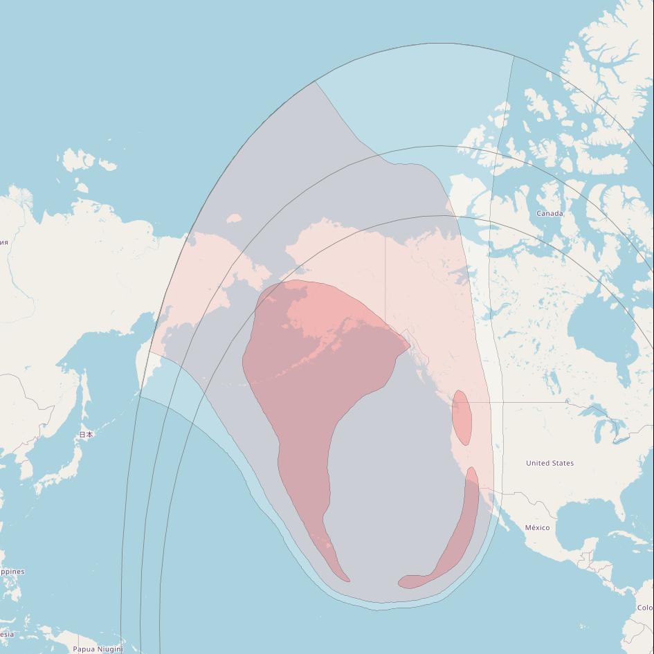 Galaxy 37 at 127&deg; W downlink Ku-band North Pacific beam coverage map