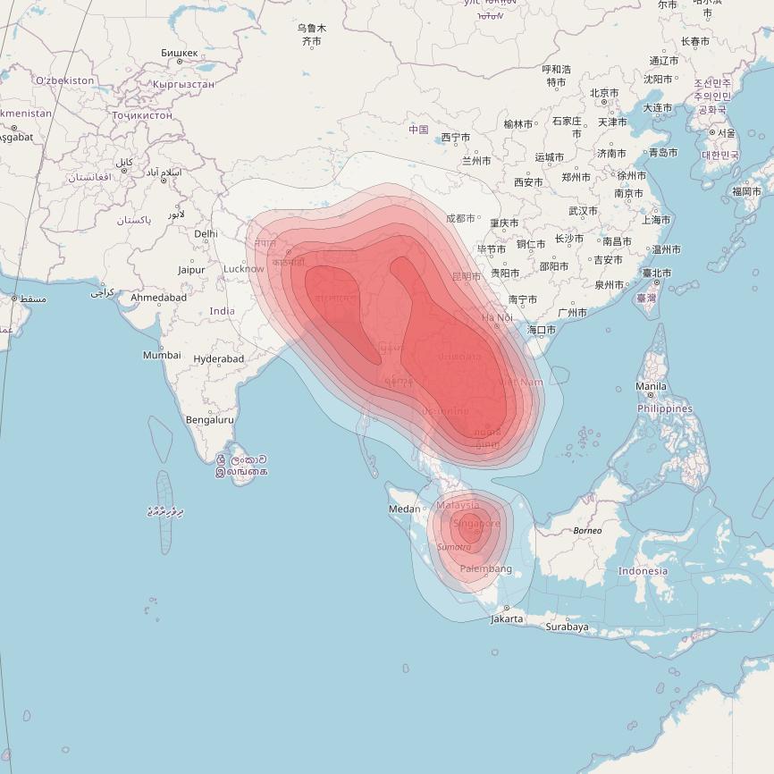 LAOSat 1 at 128° E downlink Ku-band Regional beam coverage map