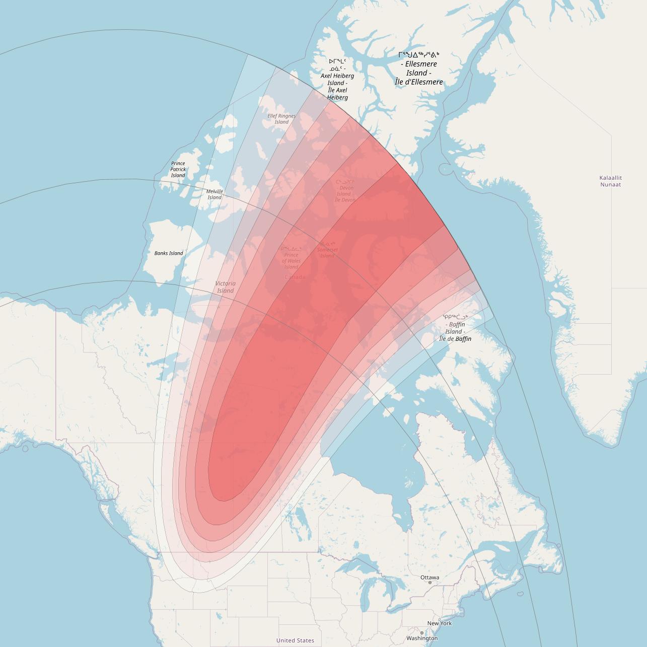 SES 15 at 129° W downlink Ku-band User Spot 04 beam coverage map