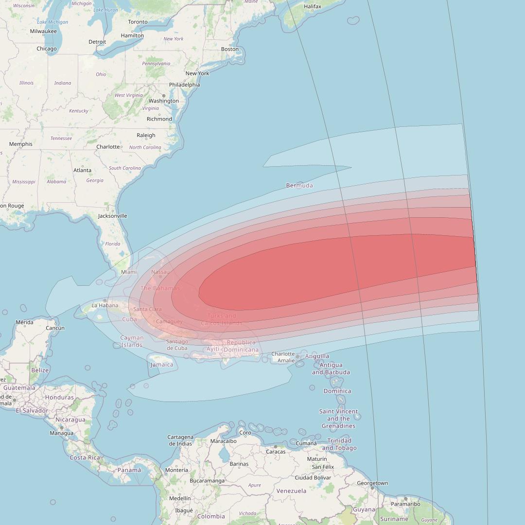 SES 15 at 129° W downlink Ku-band User Spot 06 beam coverage map