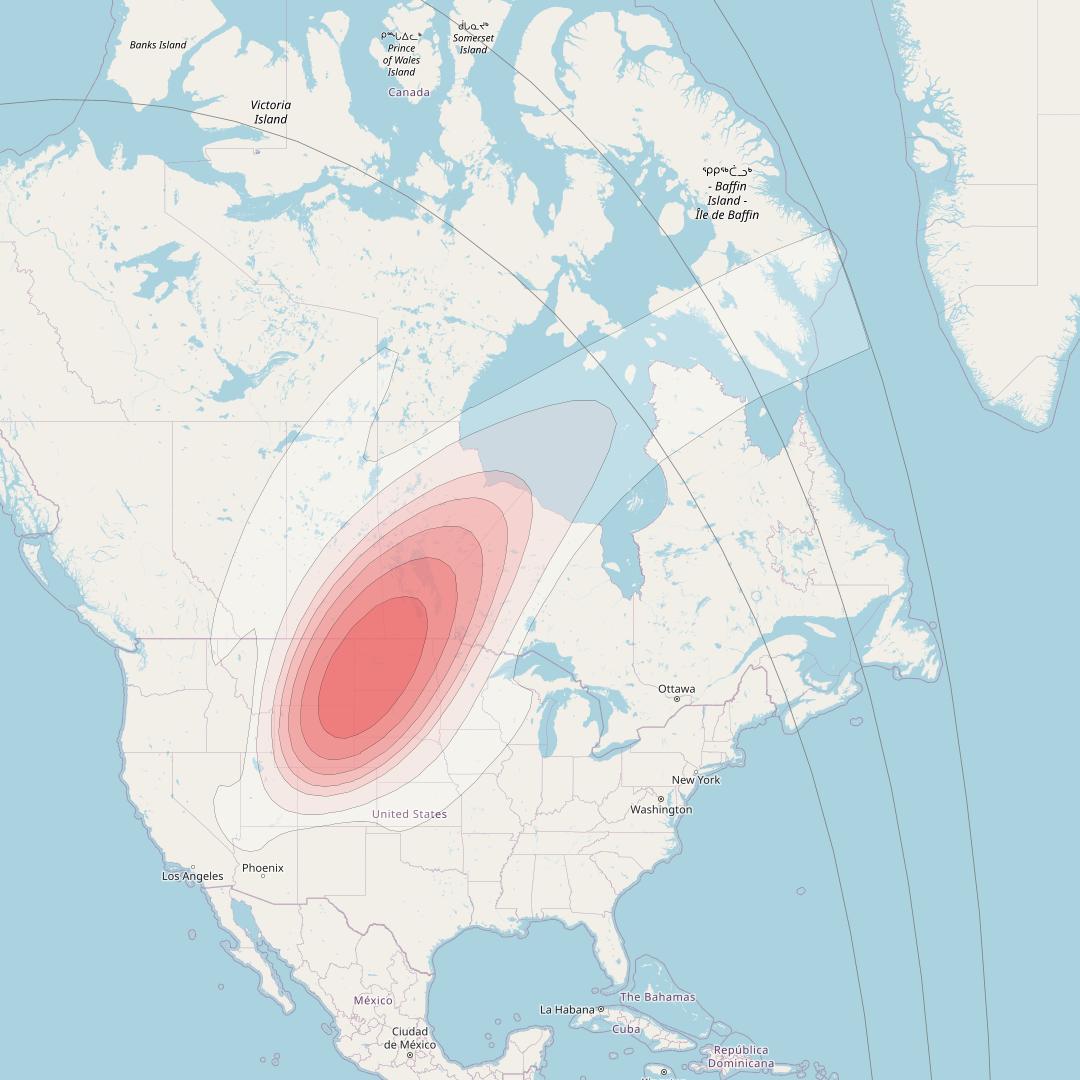 SES 15 at 129° W downlink Ku-band User Spot 10 beam coverage map