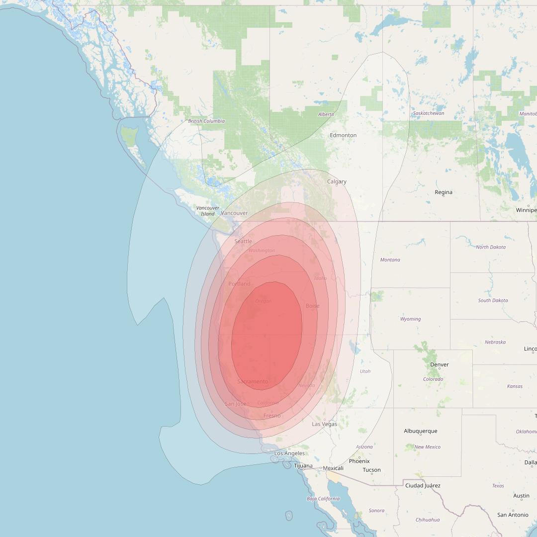 SES 15 at 129° W downlink Ku-band User Spot 18 beam coverage map