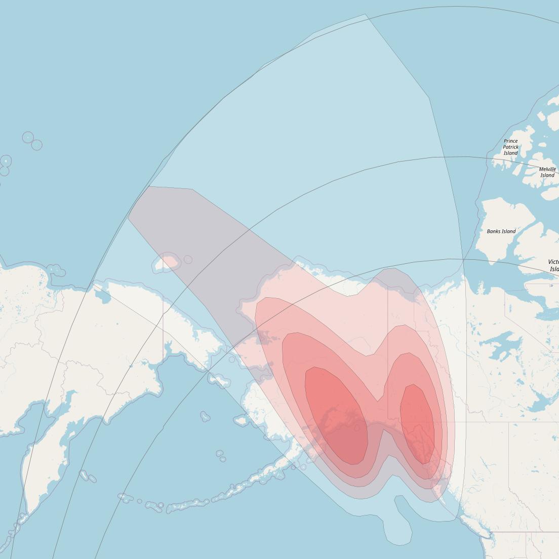 Ciel 2 at 129° W downlink Ku-band Spot AlaskaSB1 Spot Beam coverage map