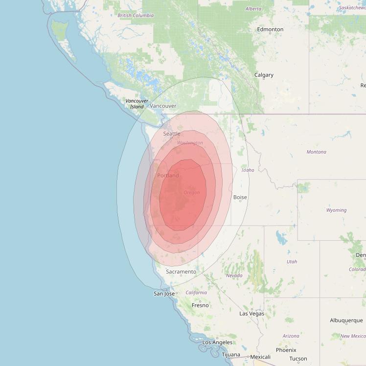 Ciel 2 at 129° W downlink Ku-band  CentralOregonSB10 Spot Beam coverage map