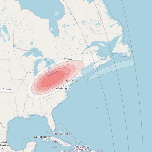 Ciel 2 at 129° W downlink Ku-band  EasternOhioSB25 Spot Beam coverage map