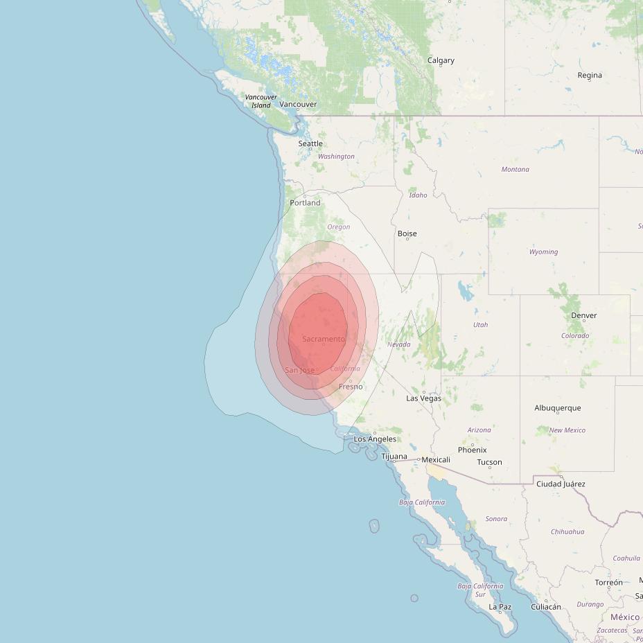 Ciel 2 at 129° W downlink Ku-band  NCaliforniaSB16 Spot Beam coverage map