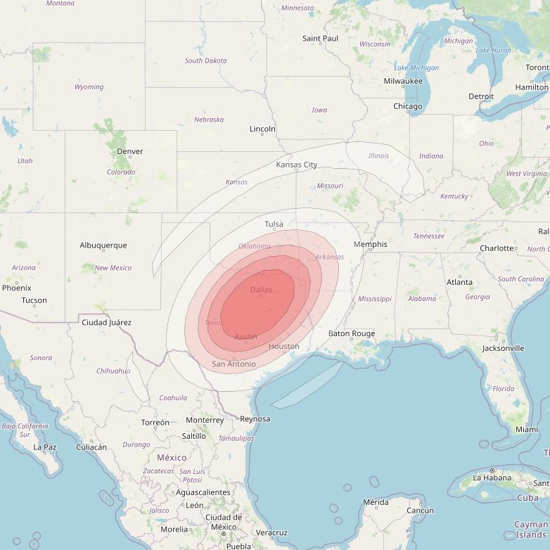 Ciel 2 at 129° W downlink Ku-band  NETexasSB41 Spot Beam coverage map