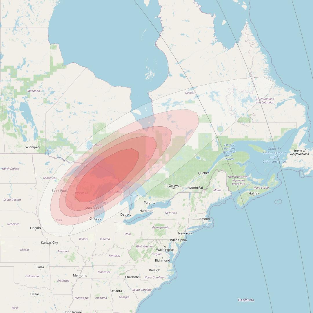 Ciel 2 at 129° W downlink Ku-band  NEWisconsonSB15 Spot Beam coverage map