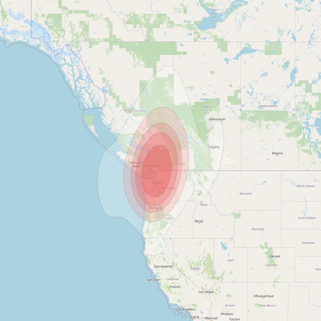 Ciel 2 at 129° W downlink Ku-band  NWWashingtonSB4 Spot Beam coverage map