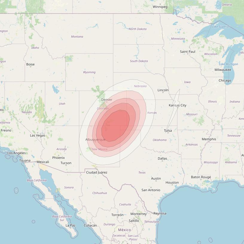 Ciel 2 at 129° W downlink Ku-band  SEColoradoSB28 Spot Beam coverage map