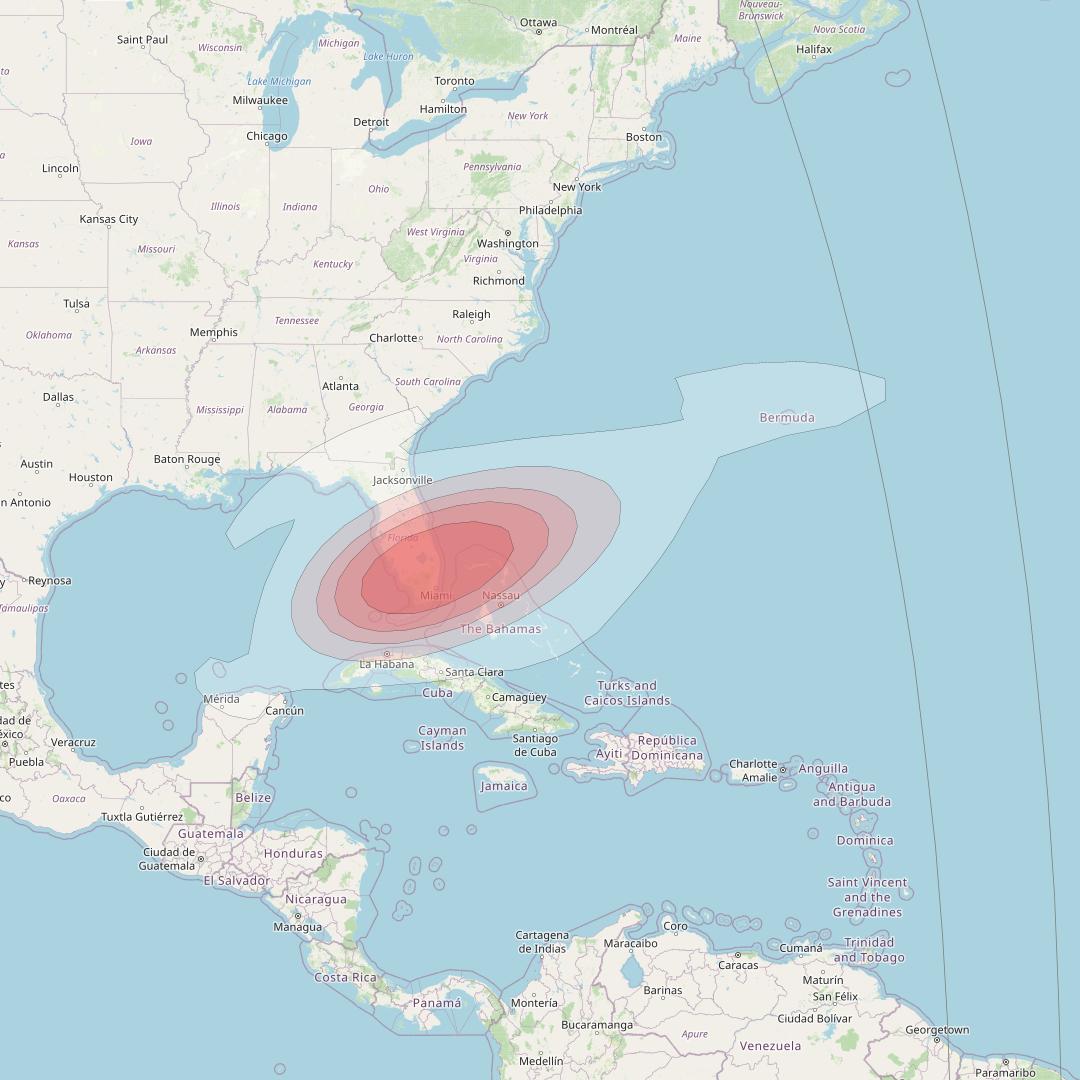 Ciel 2 at 129° W downlink Ku-band  SFloridaSB54 Spot Beam coverage map