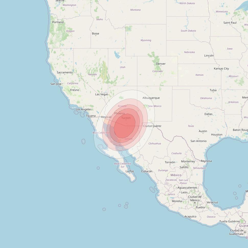 Ciel 2 at 129° W downlink Ku-band  SouthernArizonaSB45 Spot Beam coverage map