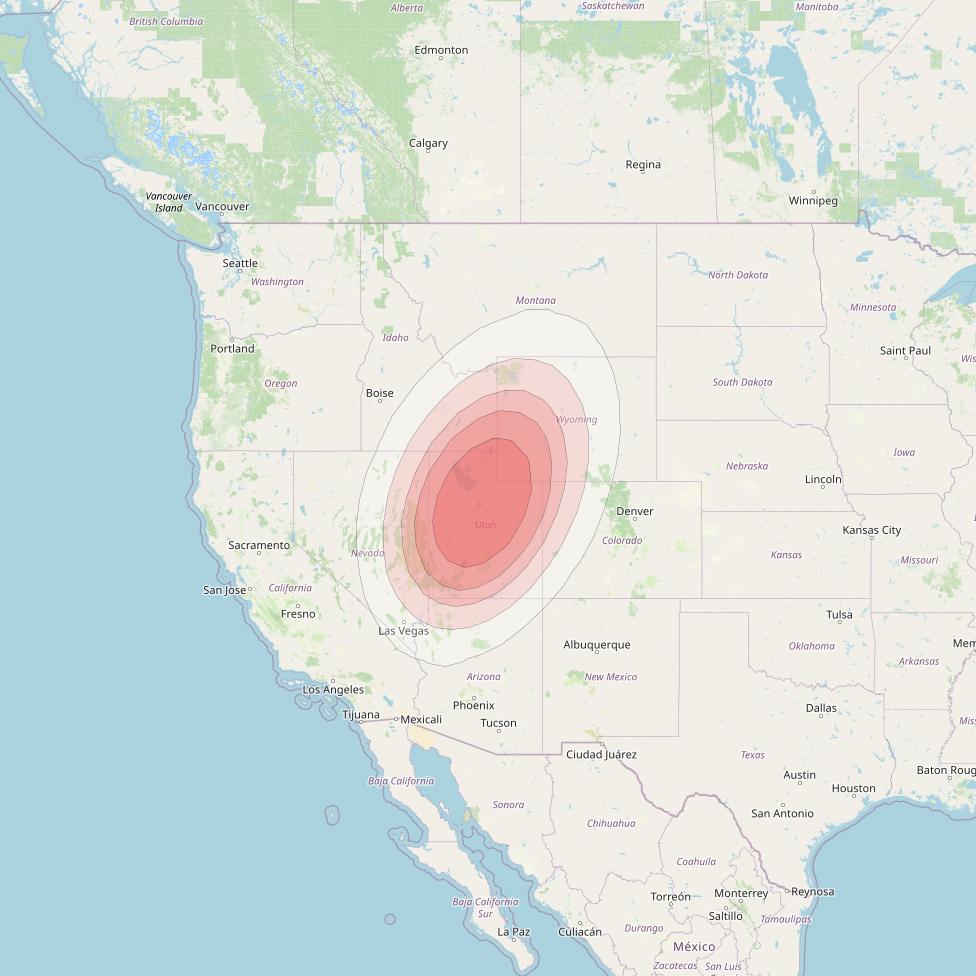 Ciel 2 at 129° W downlink Ku-band  UtahSB18 Spot Beam coverage map