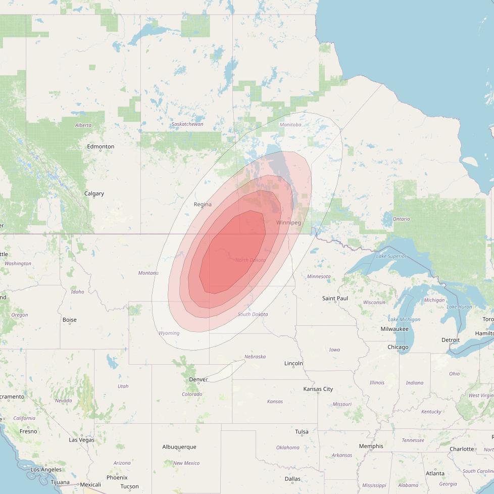 Ciel 2 at 129° W downlink Ku-band  WesternNDakotaSB7 Spot Beam coverage map