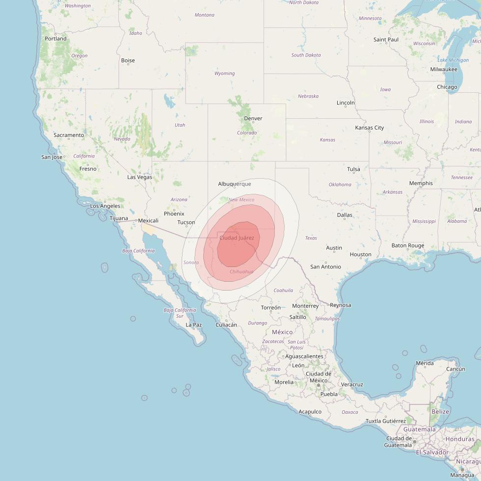 Ciel 2 at 129° W downlink Ku-band  WesternTexasSB46 Spot Beam coverage map