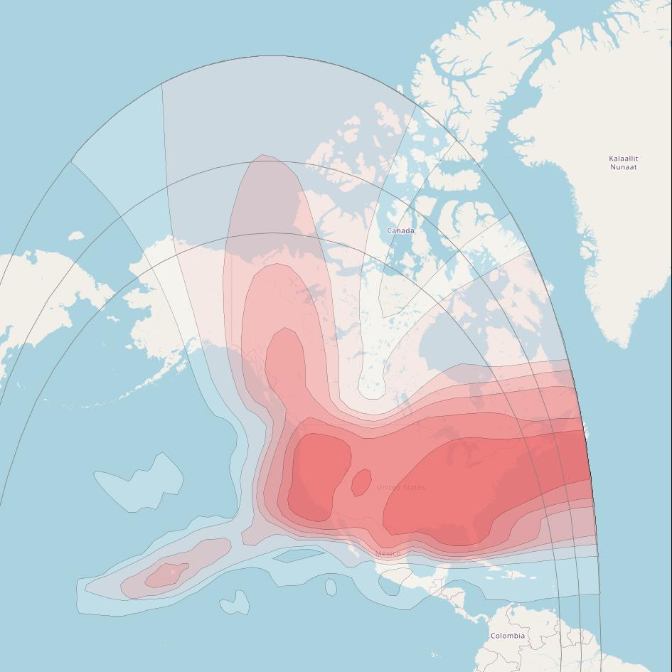 AMC 1 at 131° W downlink Ku-band KTH beam coverage map