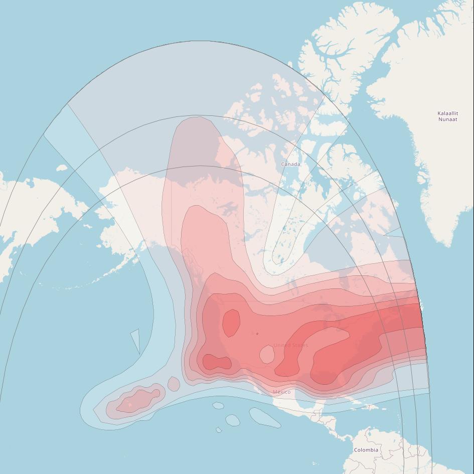 AMC 1 at 131° W downlink Ku-band KTV beam coverage map