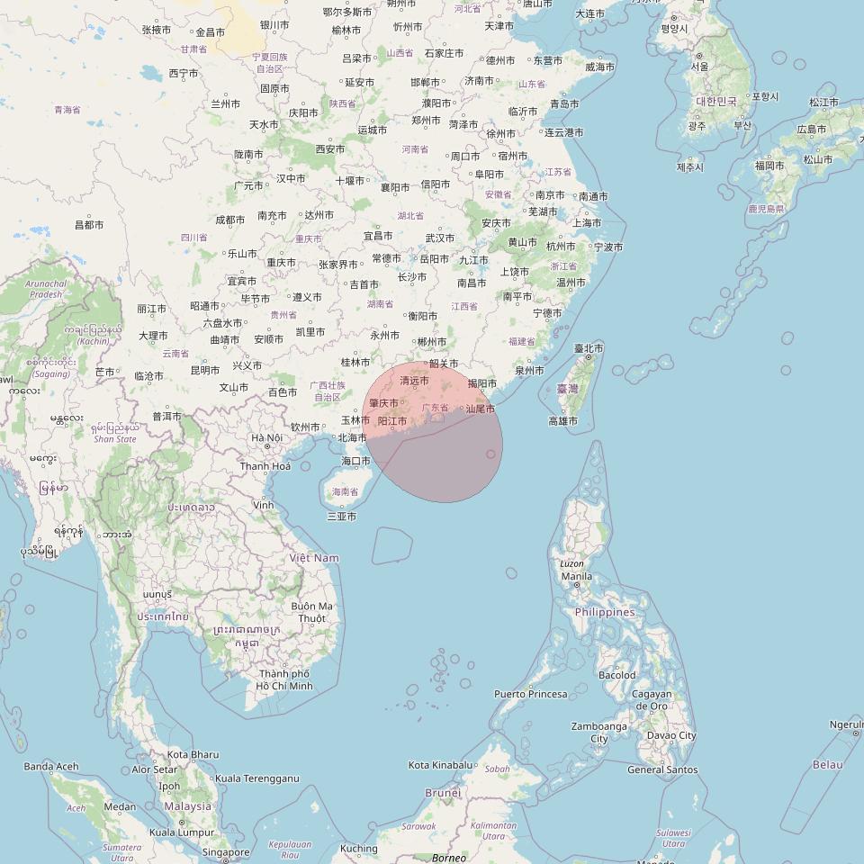 APSTAR 6D at 134° E downlink Ku-band S01 User Spot beam coverage map