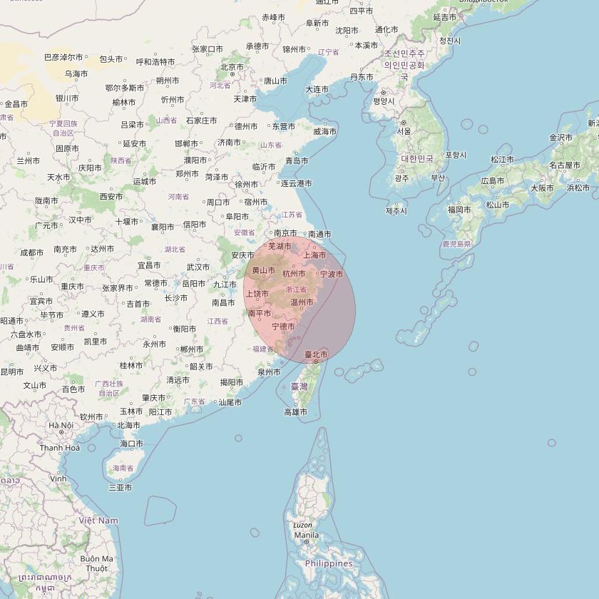 APSTAR 6D at 134° E downlink Ku-band S08 User Spot beam coverage map