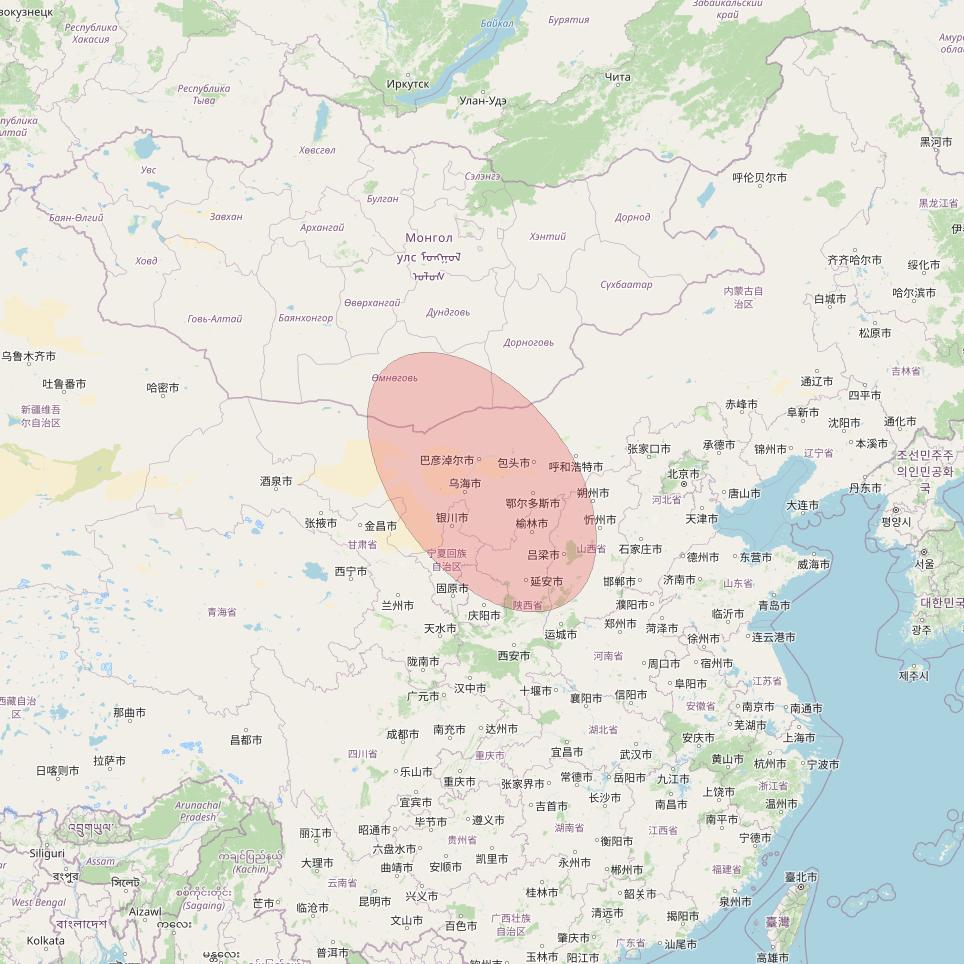 APSTAR 6D at 134° E downlink Ku-band S10 User Spot beam coverage map