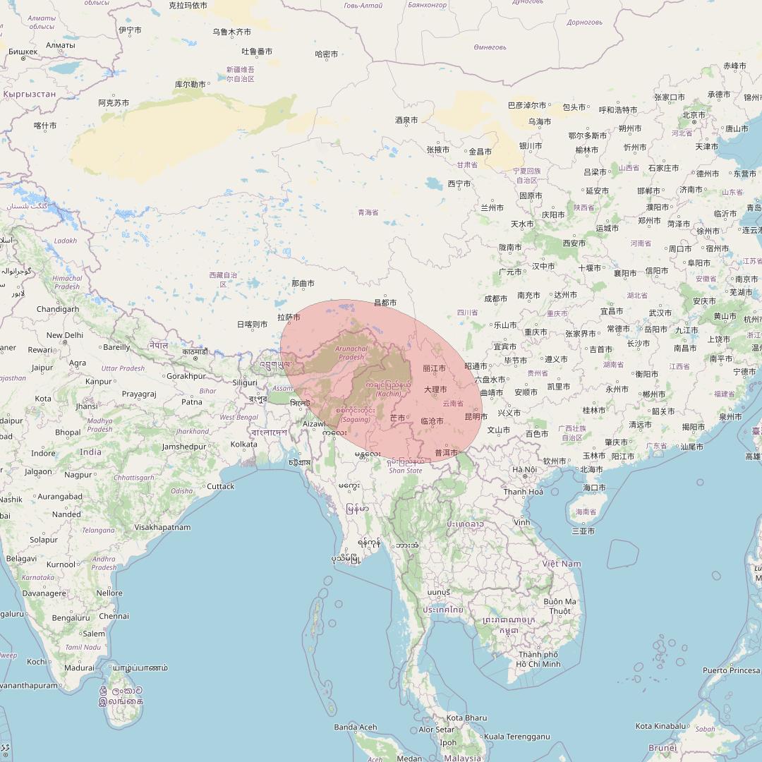 APSTAR 6D at 134° E downlink Ku-band S18 User Spot beam coverage map