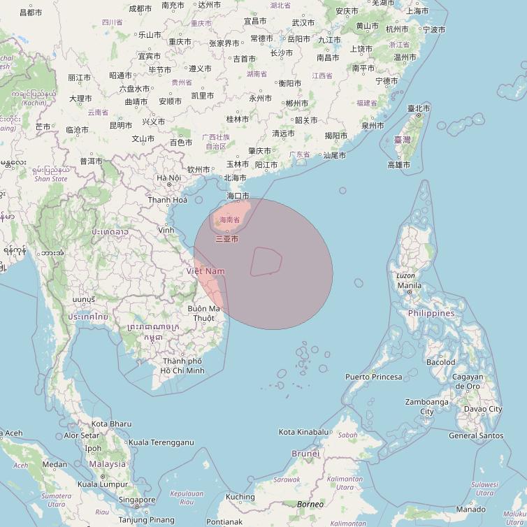 APSTAR 6D at 134° E downlink Ku-band S19 User Spot beam coverage map