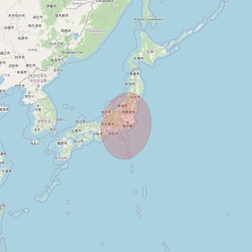 APSTAR 6D at 134° E downlink Ku-band S25 User Spot beam coverage map