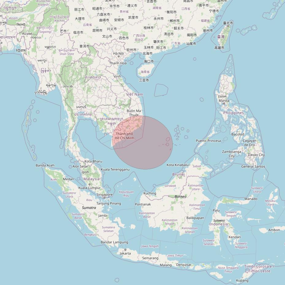 APSTAR 6D at 134° E downlink Ku-band S37 User Spot beam coverage map