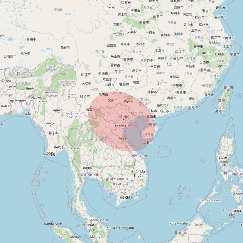 APSTAR 6D at 134° E downlink Ku-band S38 User Spot beam coverage map