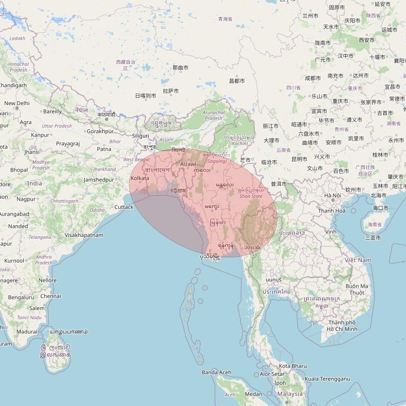 APSTAR 6D at 134° E downlink Ku-band S41 User Spot beam coverage map