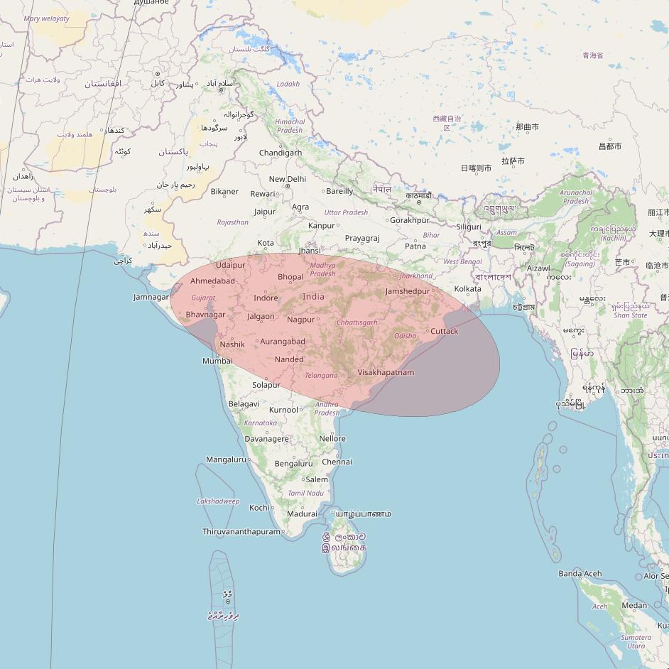 APSTAR 6D at 134° E downlink Ku-band S46 User Spot beam coverage map