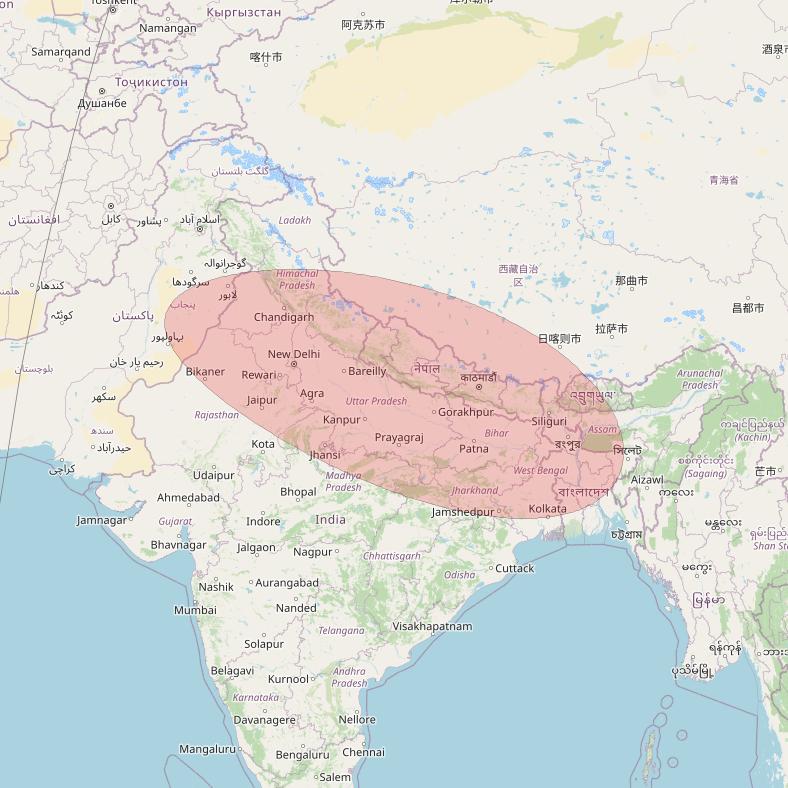 APSTAR 6D at 134° E downlink Ku-band S47 User Spot beam coverage map