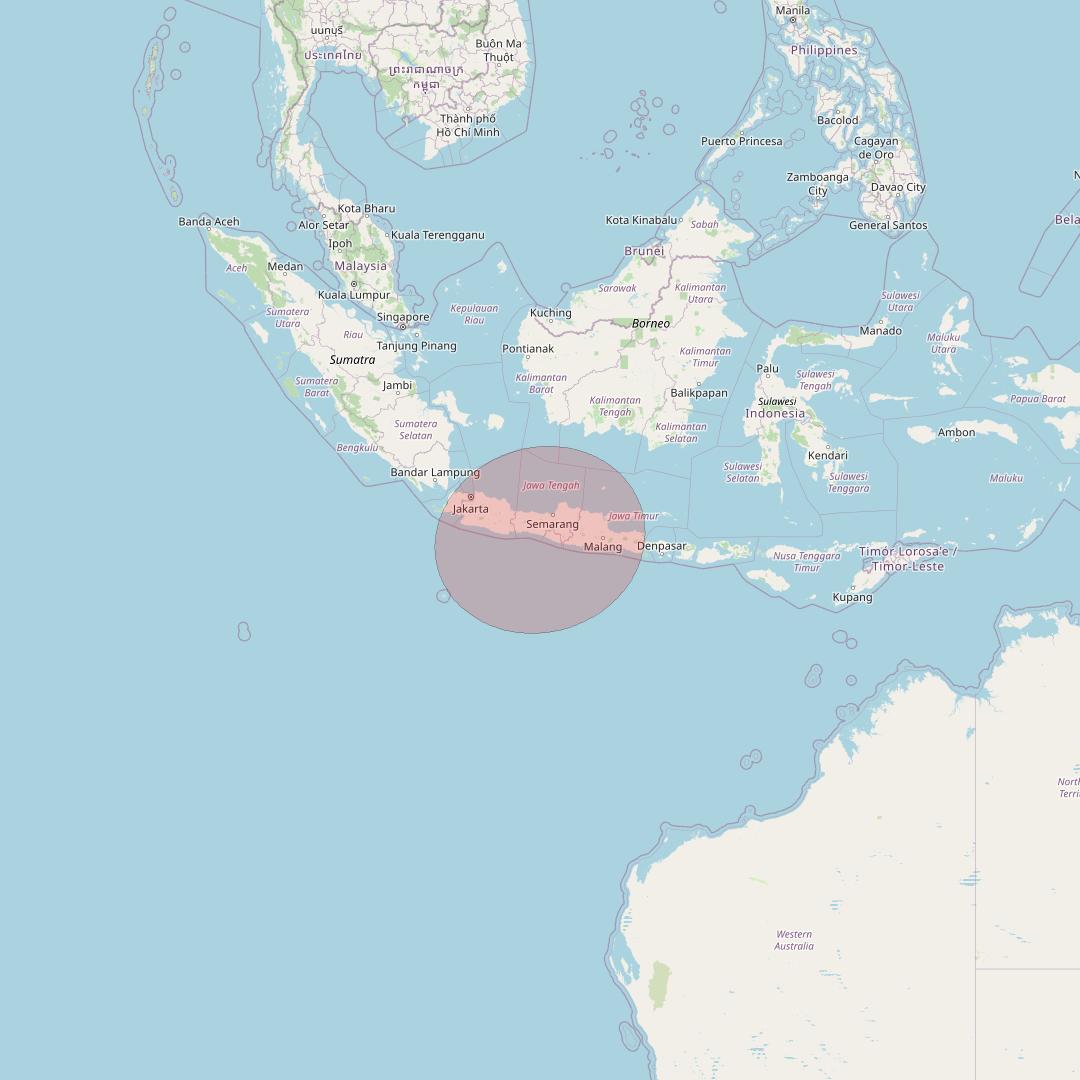 APSTAR 6D at 134° E downlink Ku-band S53 User Spot beam coverage map